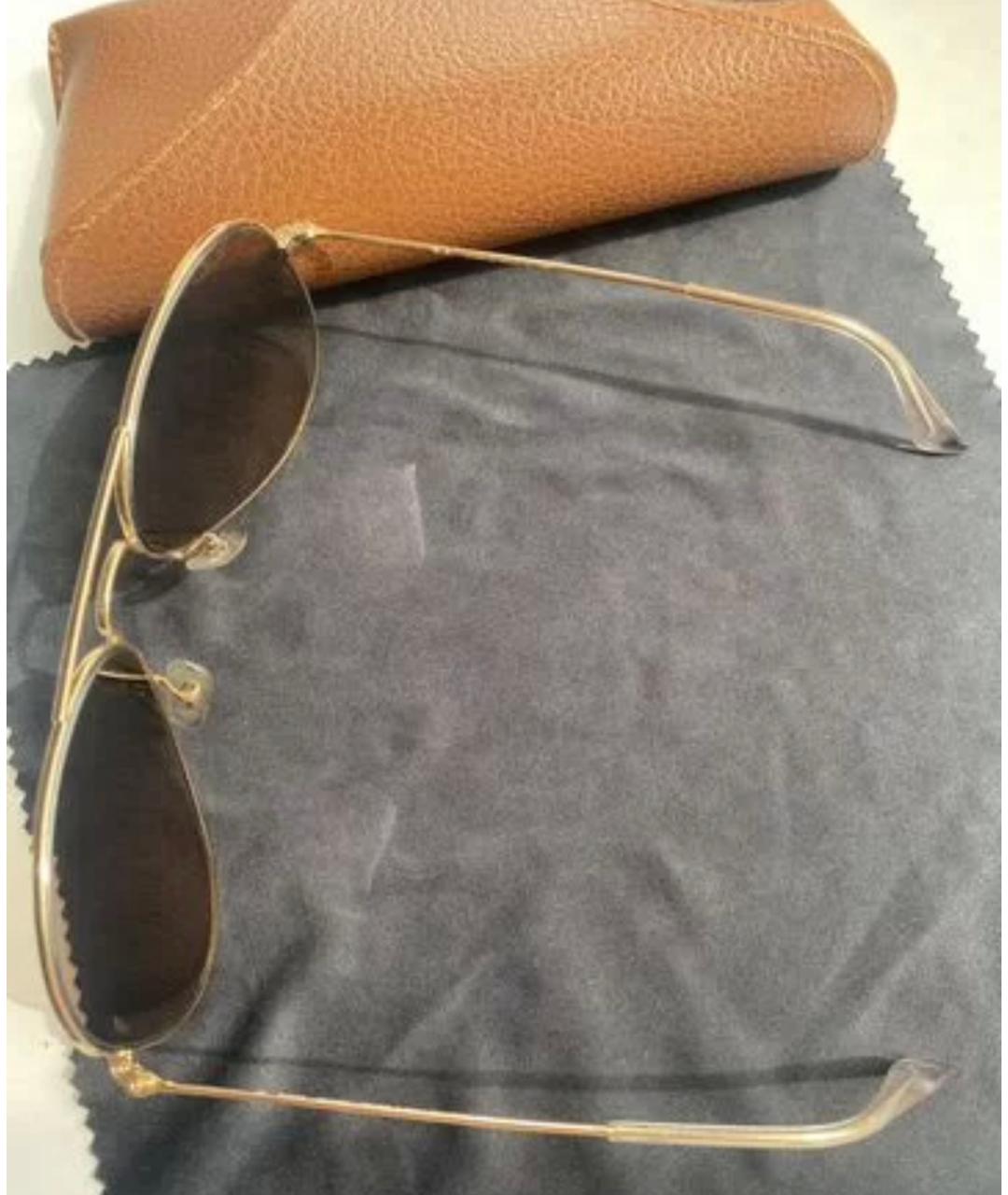 RAY BAN Золотые металлические солнцезащитные очки, фото 2