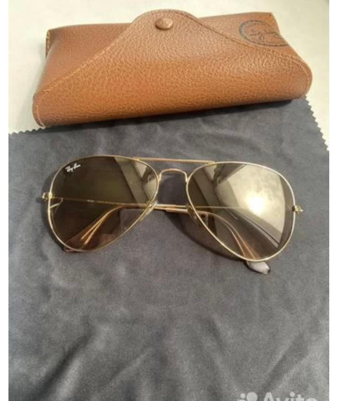 RAY BAN Золотые металлические солнцезащитные очки, фото 7