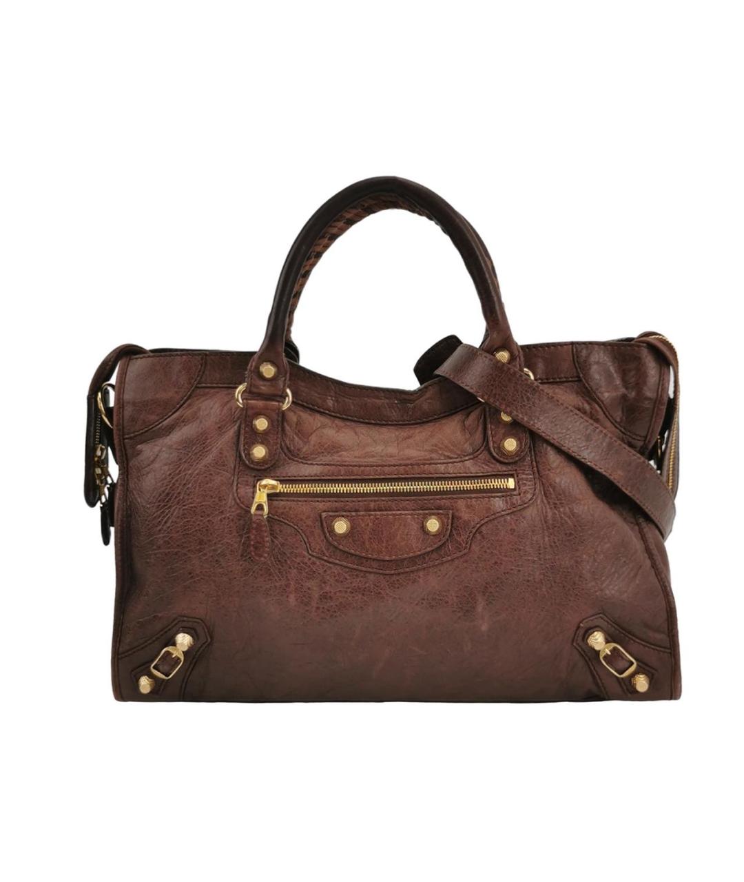 BALENCIAGA Коричневая кожаная сумка тоут, фото 9