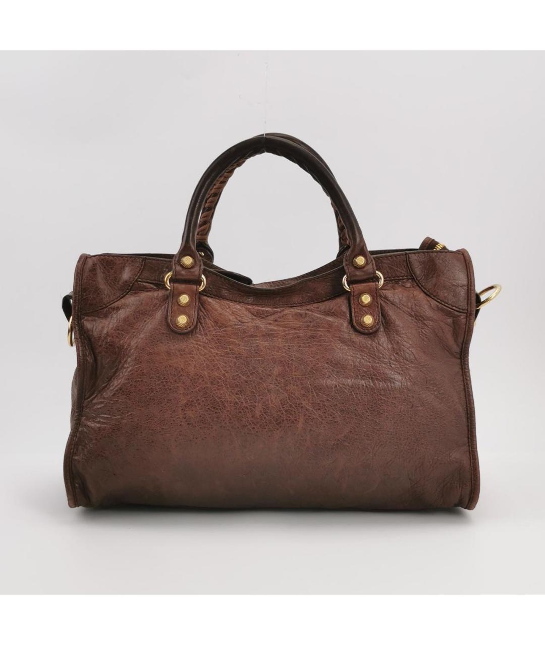 BALENCIAGA Коричневая кожаная сумка тоут, фото 4