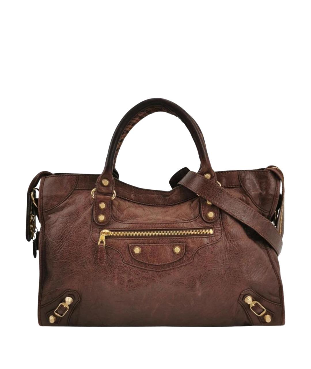 BALENCIAGA Коричневая кожаная сумка тоут, фото 1