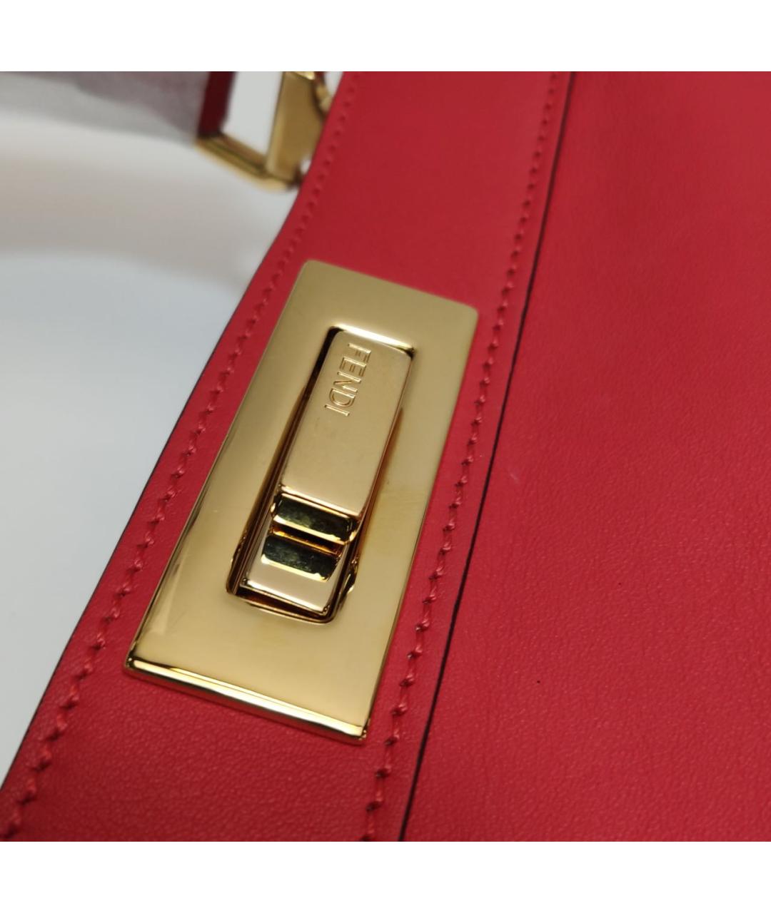 FENDI Красная кожаная сумка тоут, фото 8