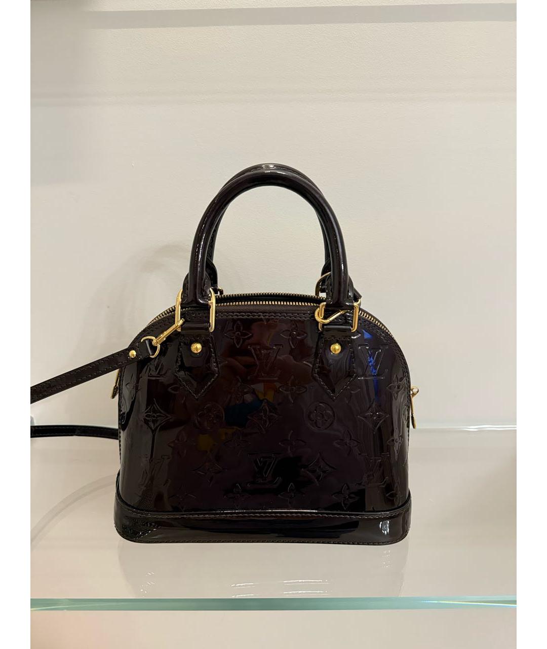 LOUIS VUITTON Бордовая сумка с короткими ручками из лакированной кожи, фото 3