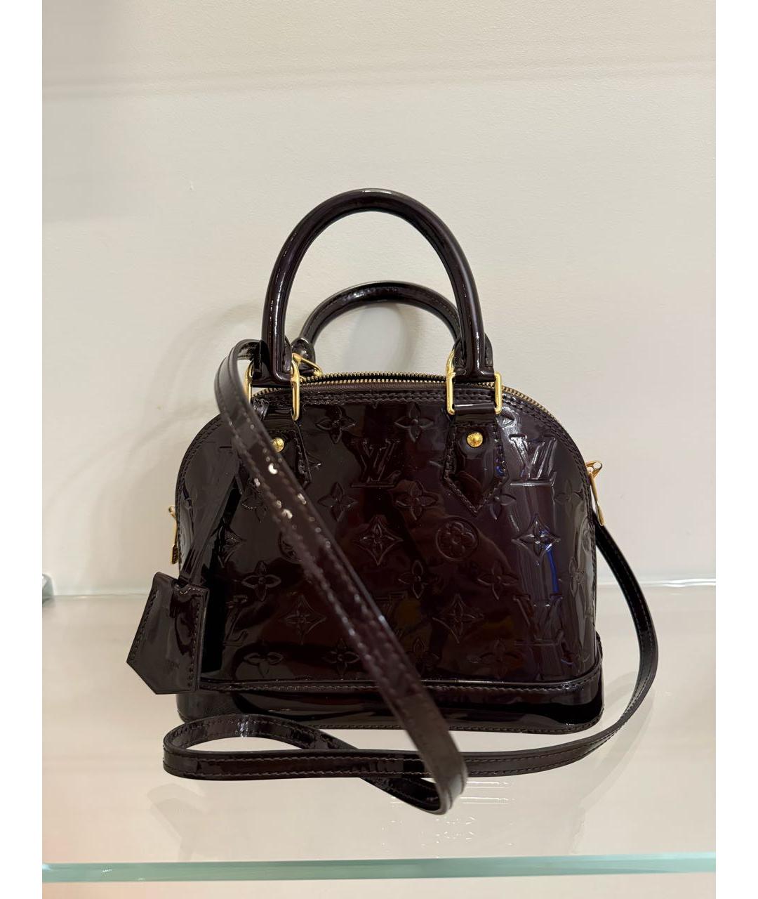 LOUIS VUITTON Бордовая сумка с короткими ручками из лакированной кожи, фото 5