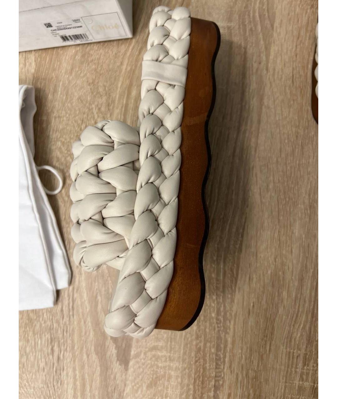 CHLOE Белые кожаные шлепанцы, фото 3