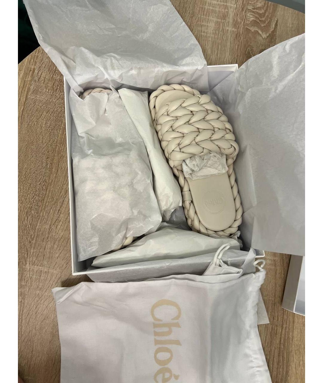 CHLOE Белые кожаные шлепанцы, фото 7