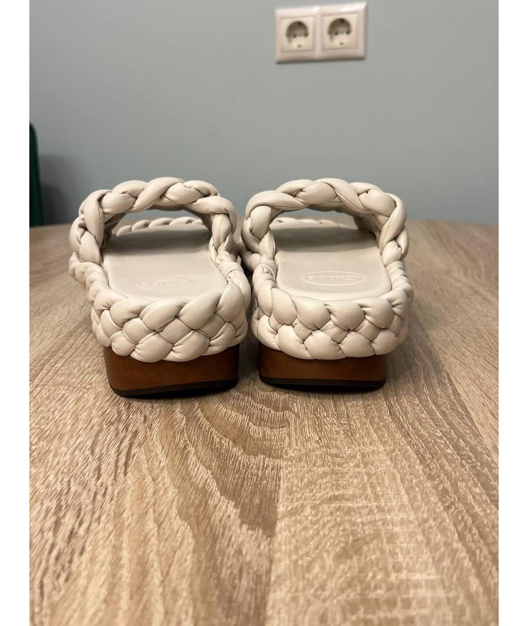 CHLOE Белые кожаные шлепанцы, фото 4