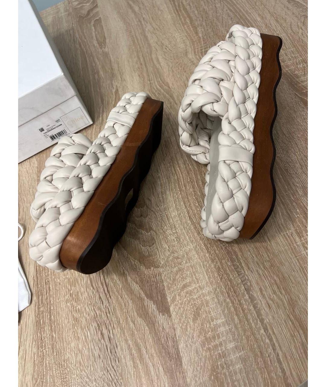 CHLOE Белые кожаные шлепанцы, фото 8