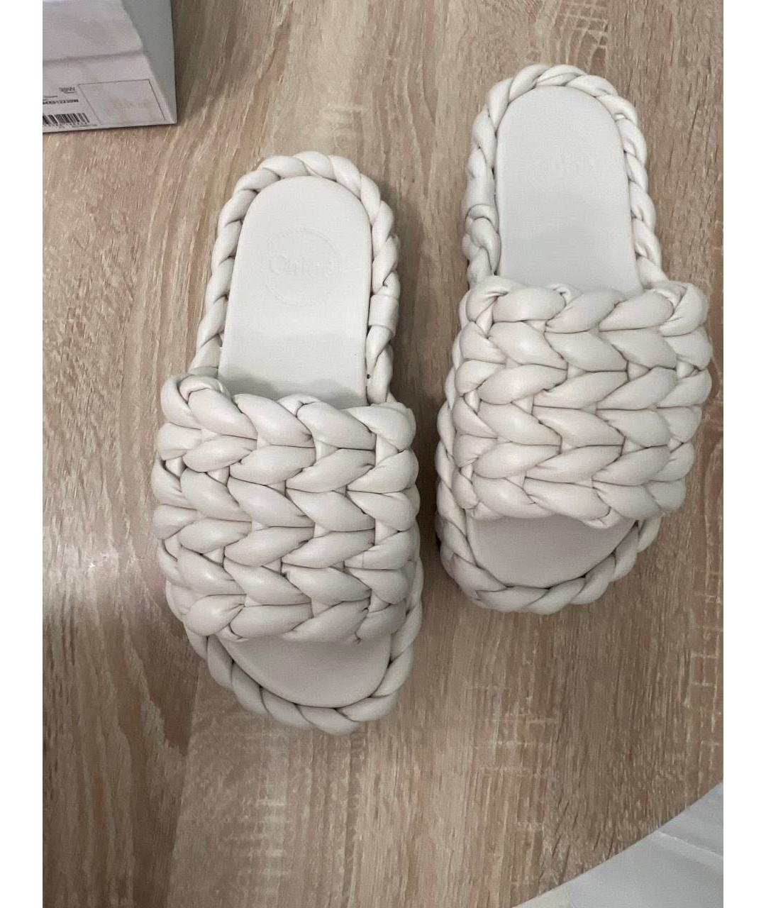 CHLOE Белые кожаные шлепанцы, фото 6