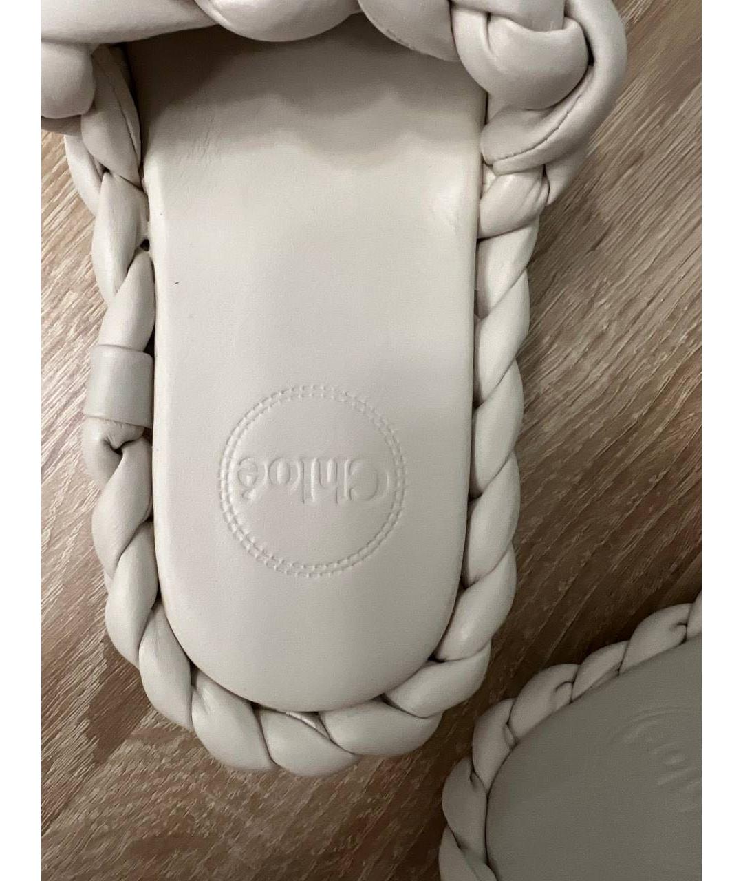 CHLOE Белые кожаные шлепанцы, фото 2