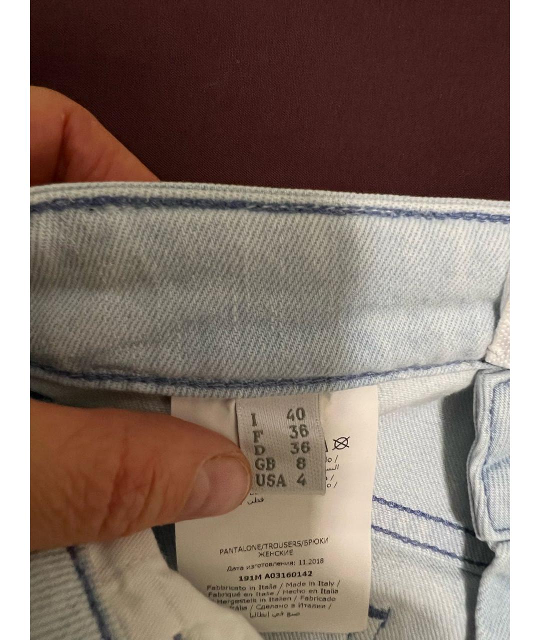 ALBERTA FERRETTI Голубые хлопковые джинсы клеш, фото 4