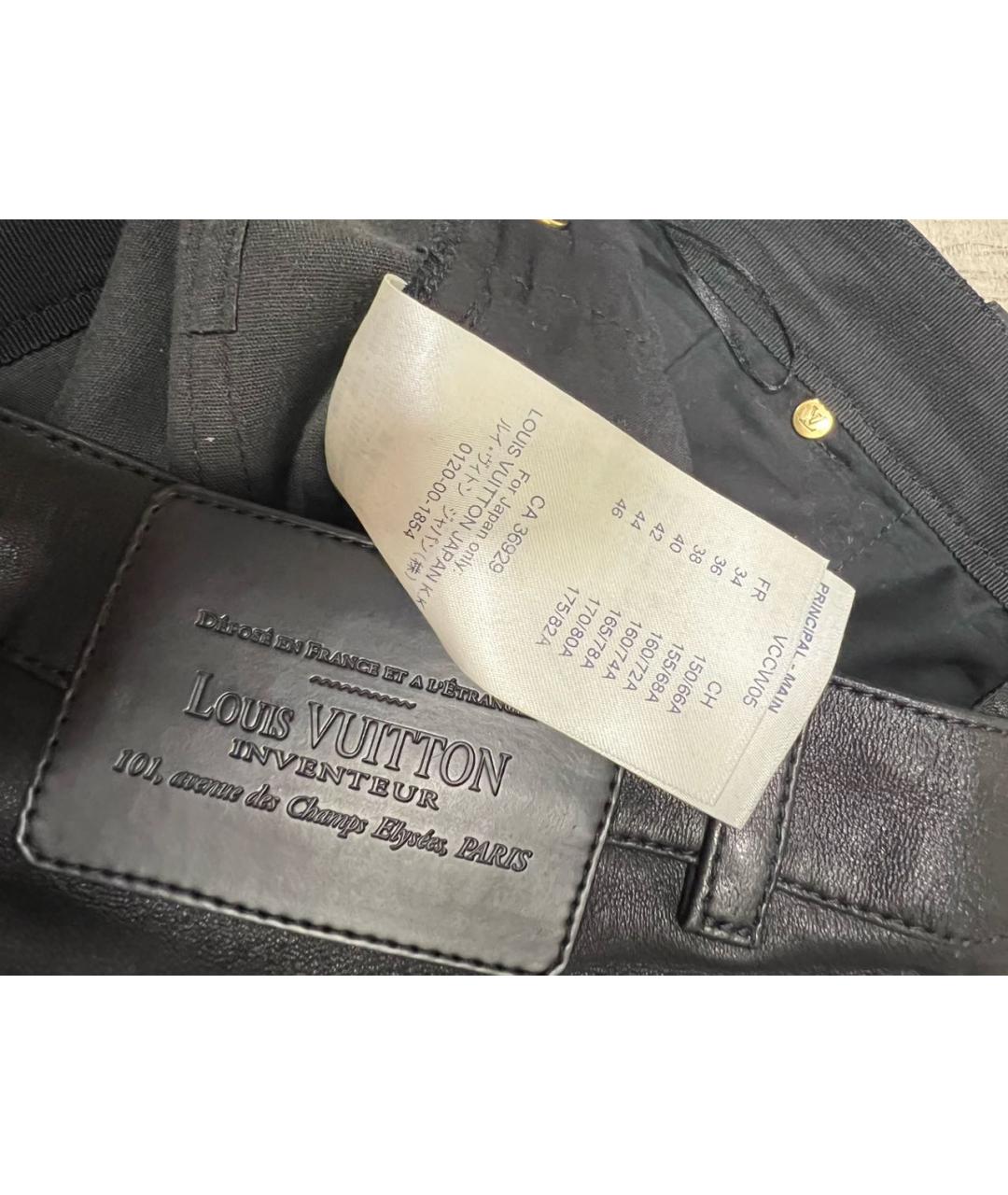 LOUIS VUITTON Черные кожаные брюки узкие, фото 5
