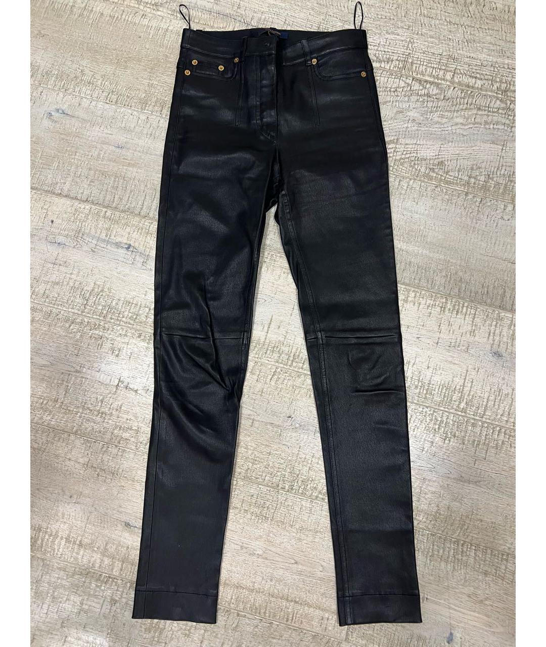 LOUIS VUITTON Черные кожаные брюки узкие, фото 8