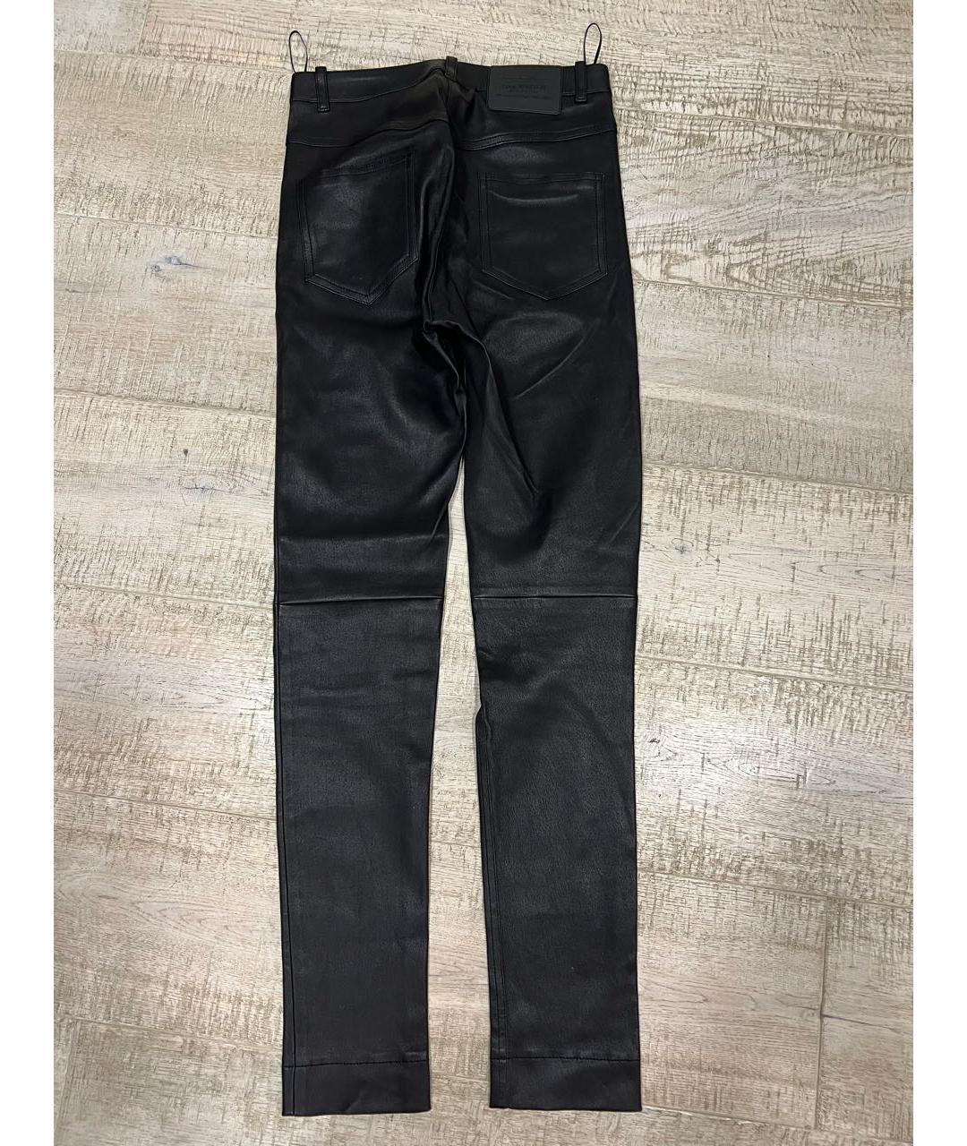 LOUIS VUITTON Черные кожаные брюки узкие, фото 2