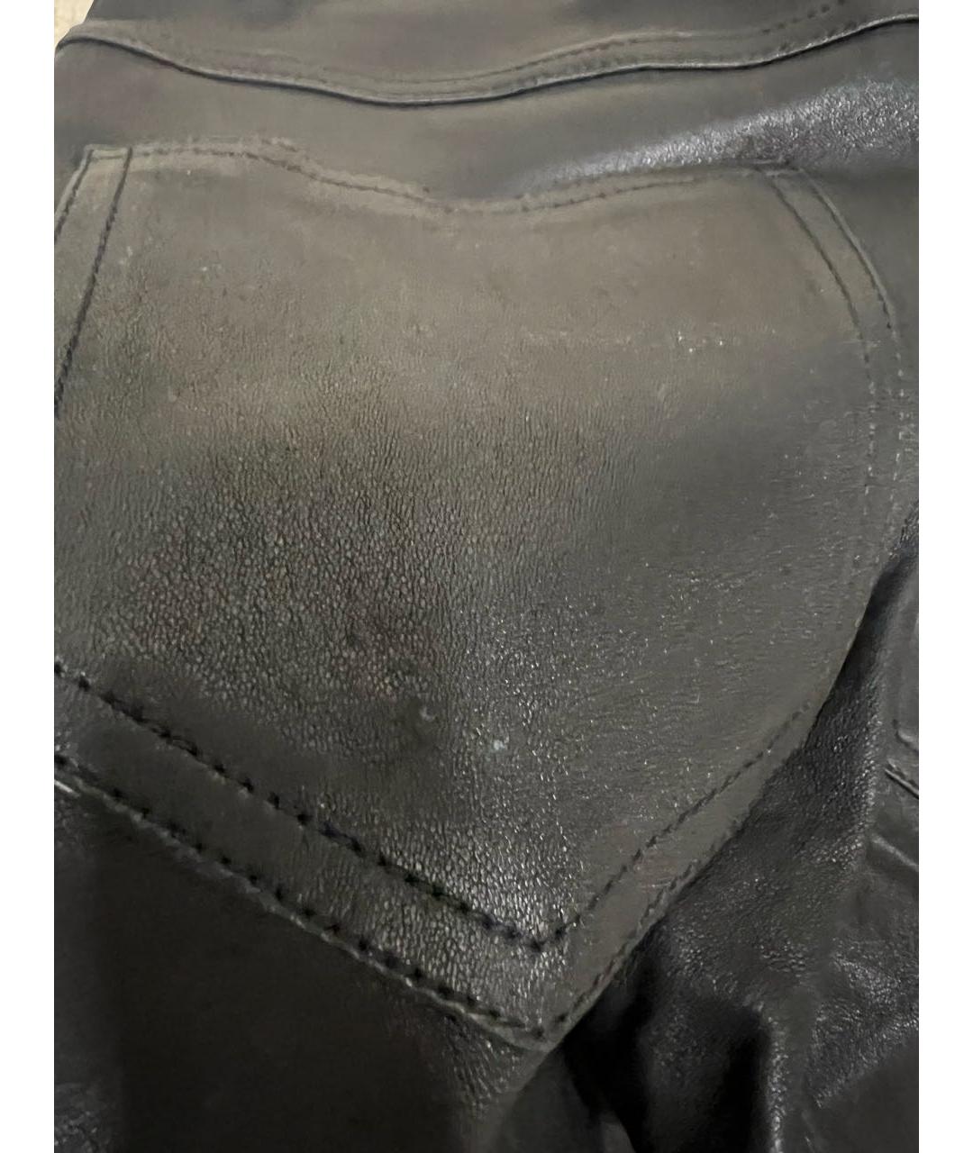 LOUIS VUITTON Черные кожаные брюки узкие, фото 7