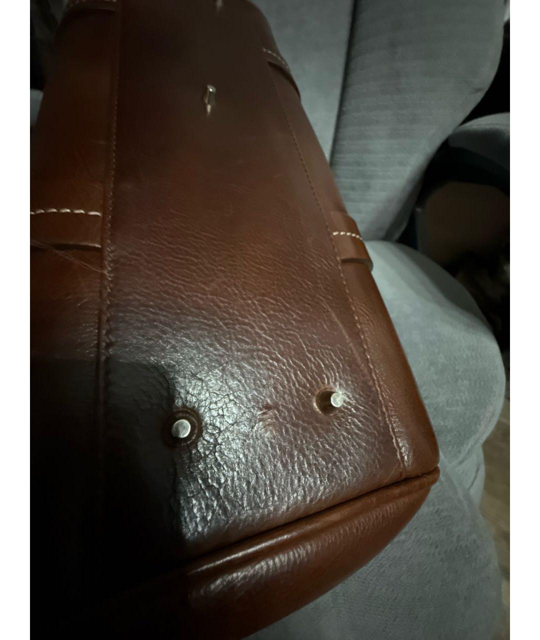 CHRISTIAN DIOR Коричневая кожаная сумка с короткими ручками, фото 7
