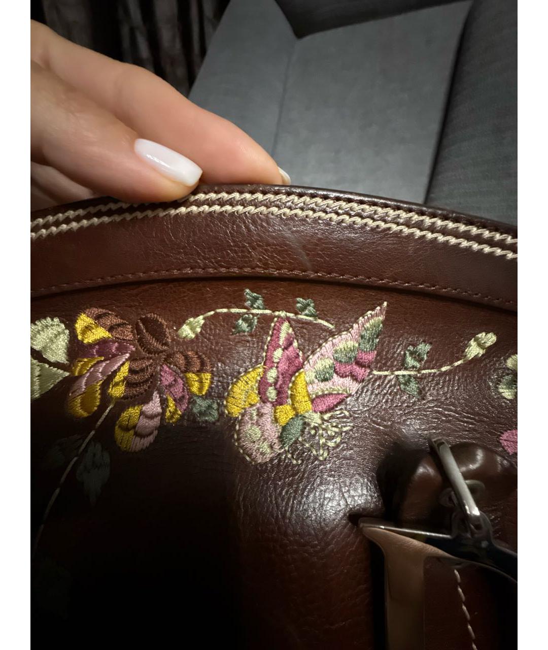 CHRISTIAN DIOR Коричневая кожаная сумка с короткими ручками, фото 5