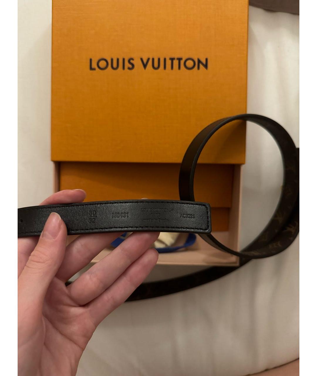 LOUIS VUITTON Черный кожаный ремень, фото 3