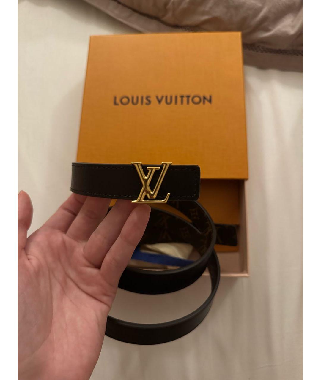 LOUIS VUITTON Черный кожаный ремень, фото 4