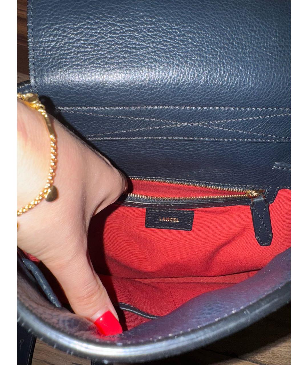 LANCEL Темно-синий кожаный рюкзак, фото 4
