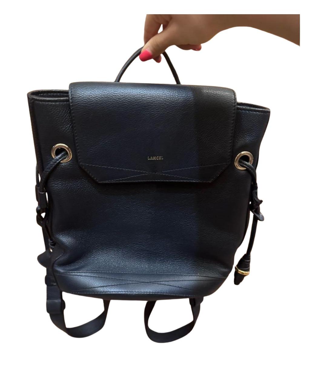 LANCEL Темно-синий кожаный рюкзак, фото 6