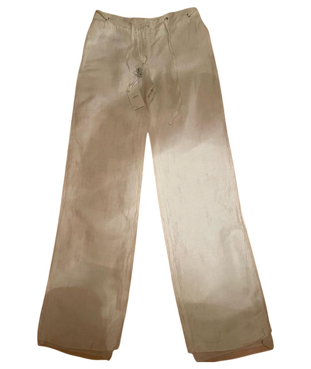 ARMANI COLLEZIONI Белые льняные прямые брюки, фото 1