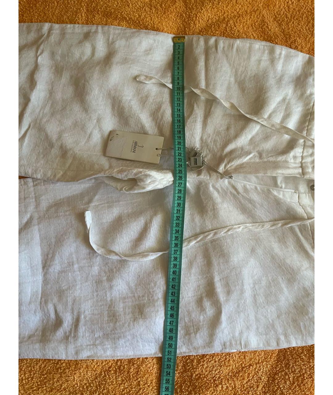 ARMANI COLLEZIONI Белые льняные прямые брюки, фото 4