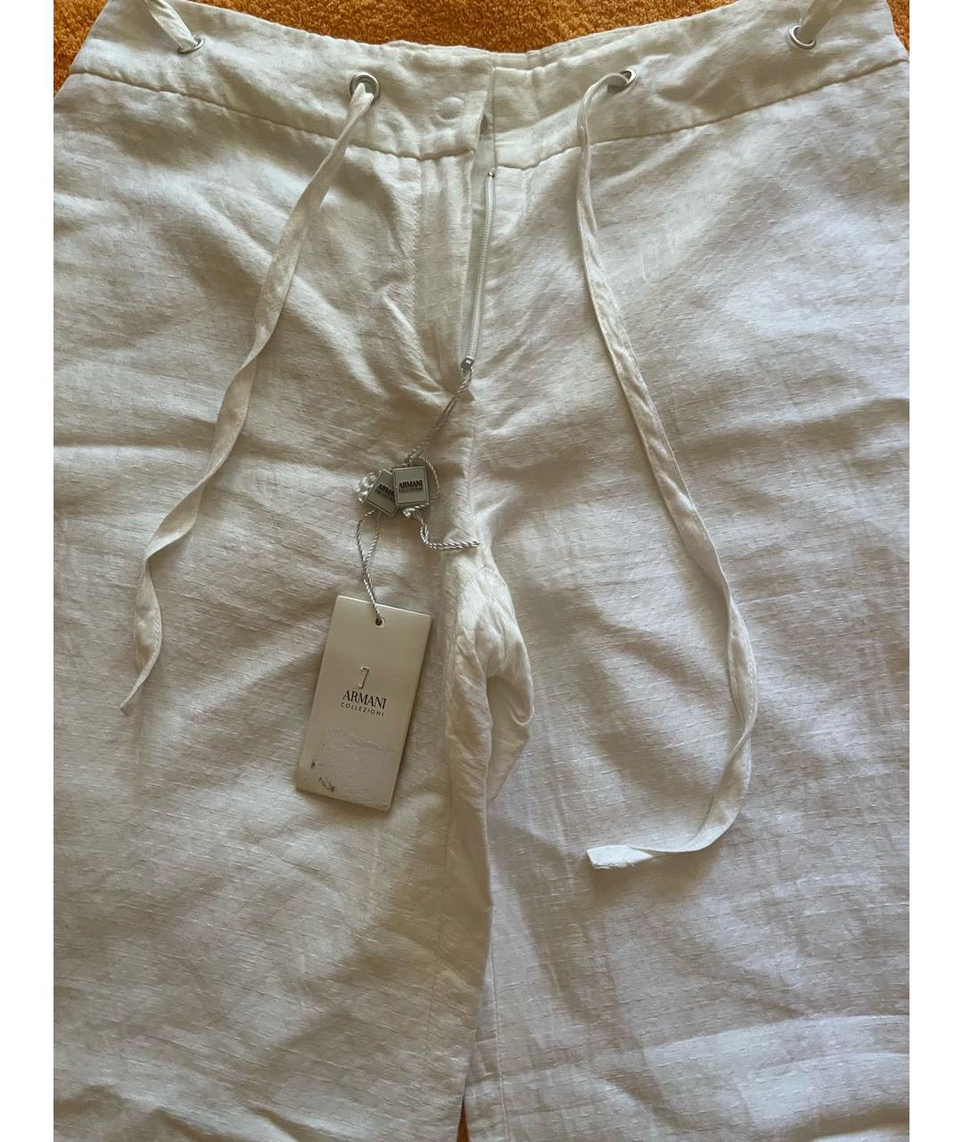 ARMANI COLLEZIONI Белые льняные прямые брюки, фото 6