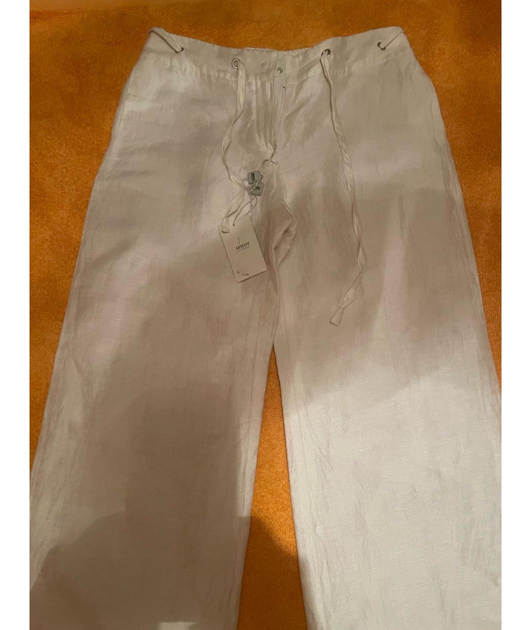 ARMANI COLLEZIONI Белые льняные прямые брюки, фото 2