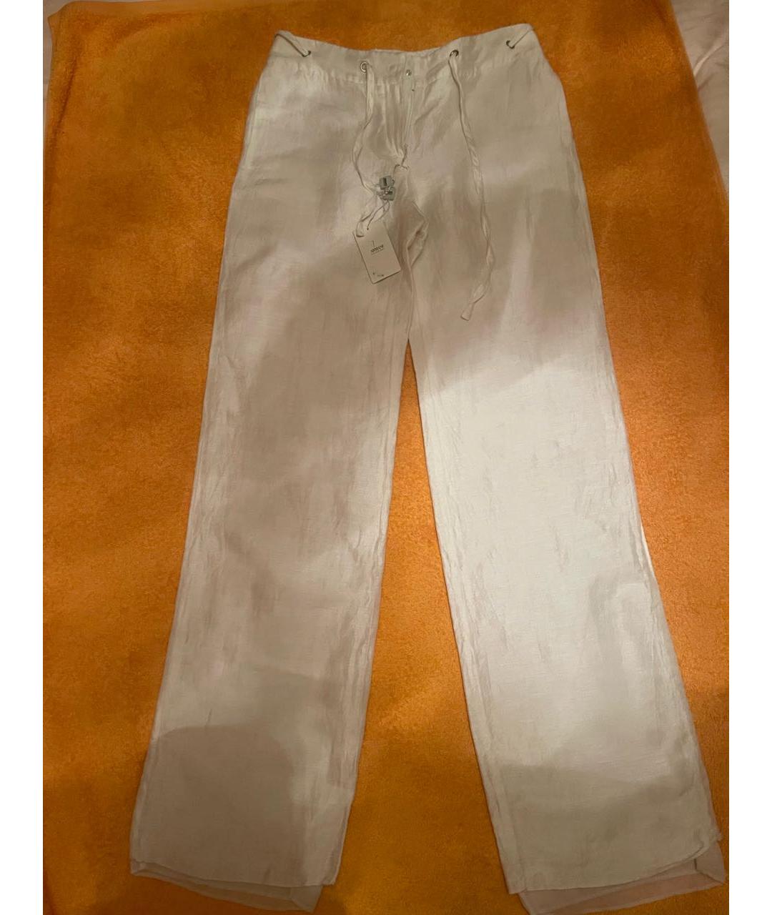 ARMANI COLLEZIONI Белые льняные прямые брюки, фото 7