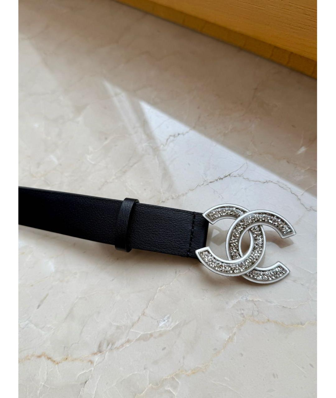 CHANEL Черный кожаный ремень, фото 2