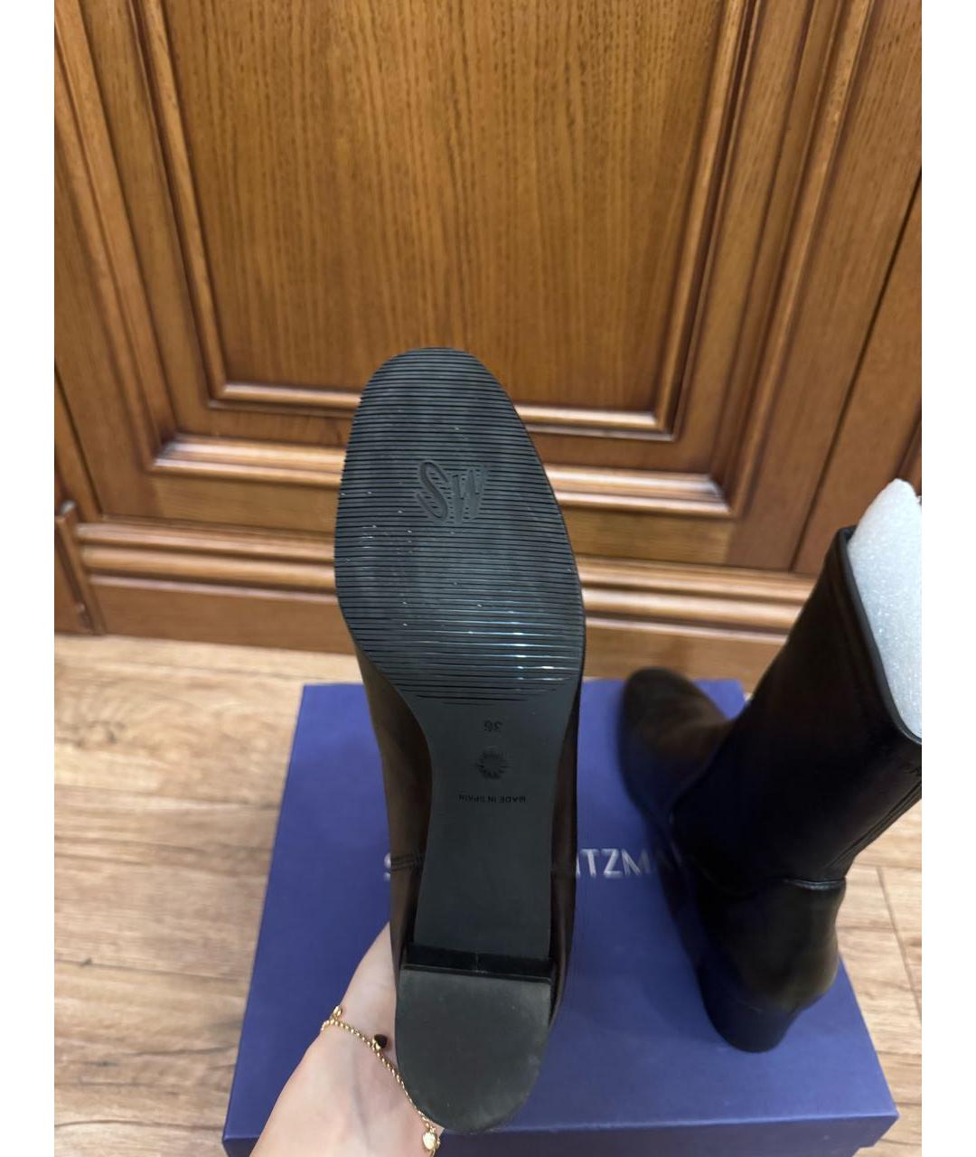 STUART WEITZMAN Черные кожаные полусапоги, фото 4