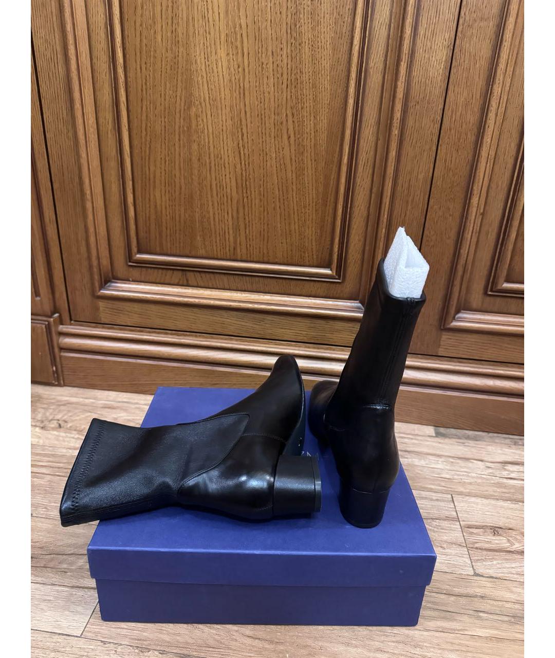 STUART WEITZMAN Черные кожаные полусапоги, фото 3