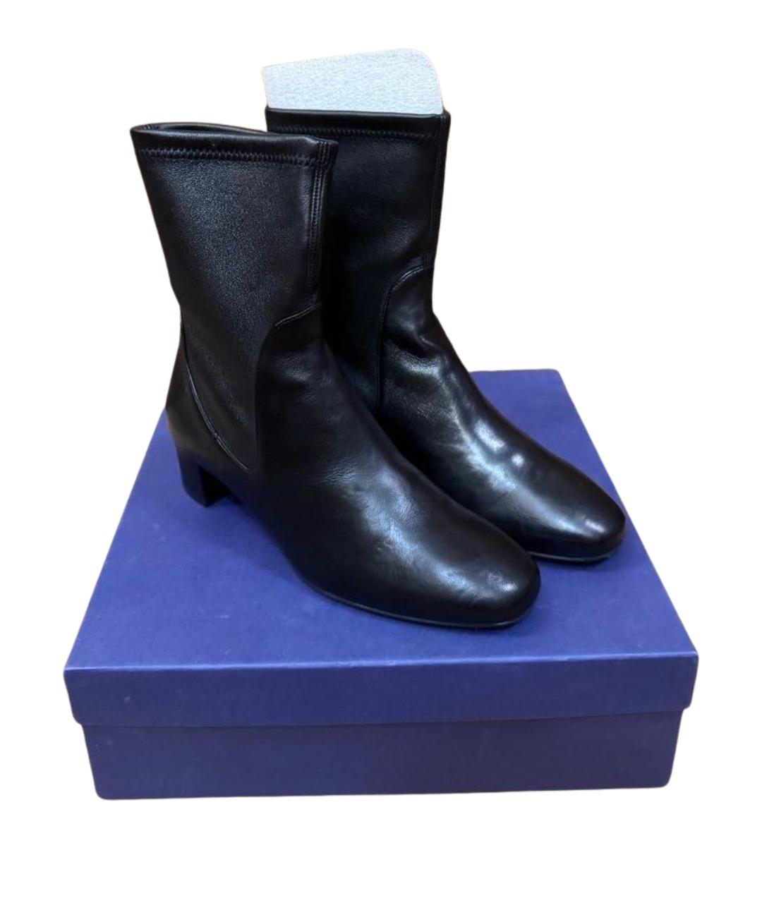 STUART WEITZMAN Черные кожаные полусапоги, фото 6
