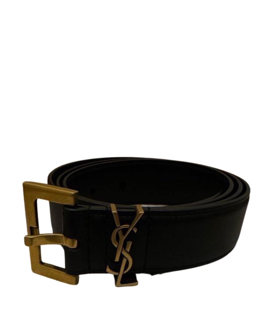 SAINT LAURENT Черный кожаный ремень, фото 1