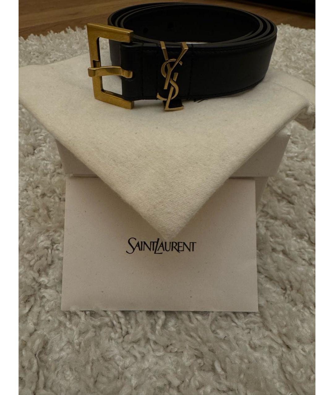 SAINT LAURENT Черный кожаный ремень, фото 4