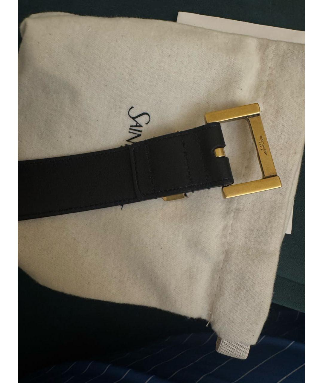 SAINT LAURENT Черный кожаный ремень, фото 2