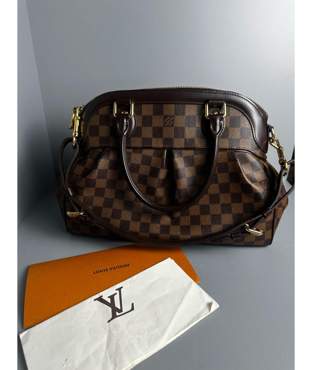 LOUIS VUITTON Коричневая кожаная сумка с короткими ручками, фото 4