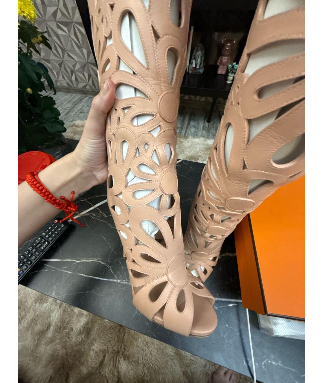 GIUSEPPE ZANOTTI DESIGN Коралловые кожаные босоножки, фото 4