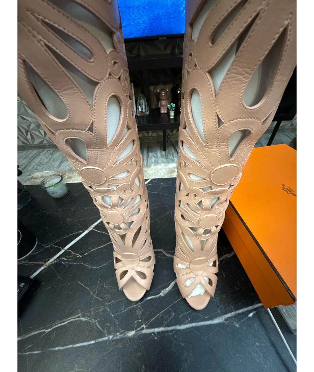 GIUSEPPE ZANOTTI DESIGN Коралловые кожаные босоножки, фото 3