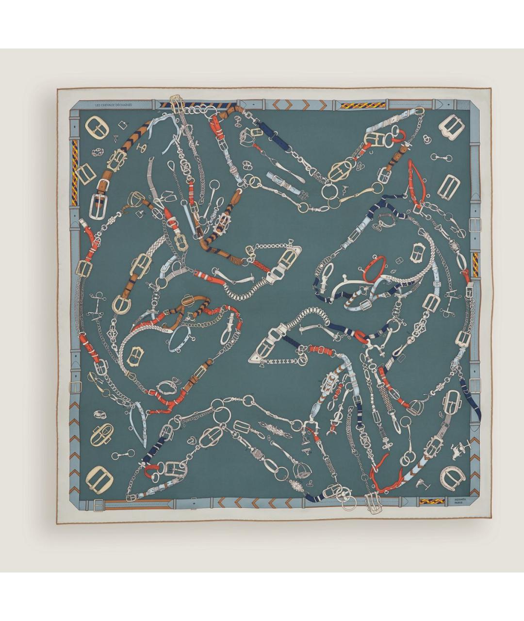 HERMES Мульти шелковый платок, фото 1