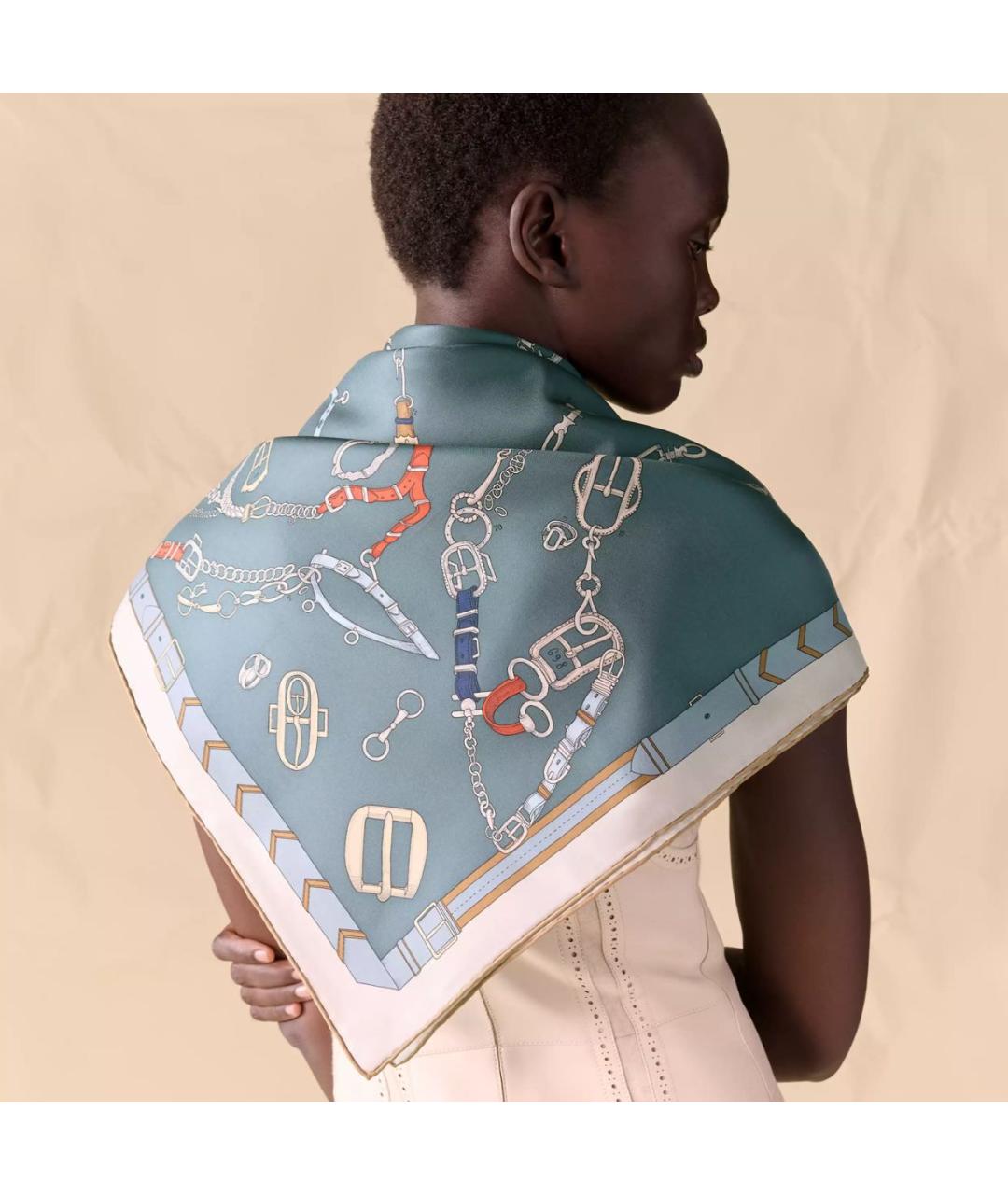 HERMES Мульти шелковый платок, фото 2