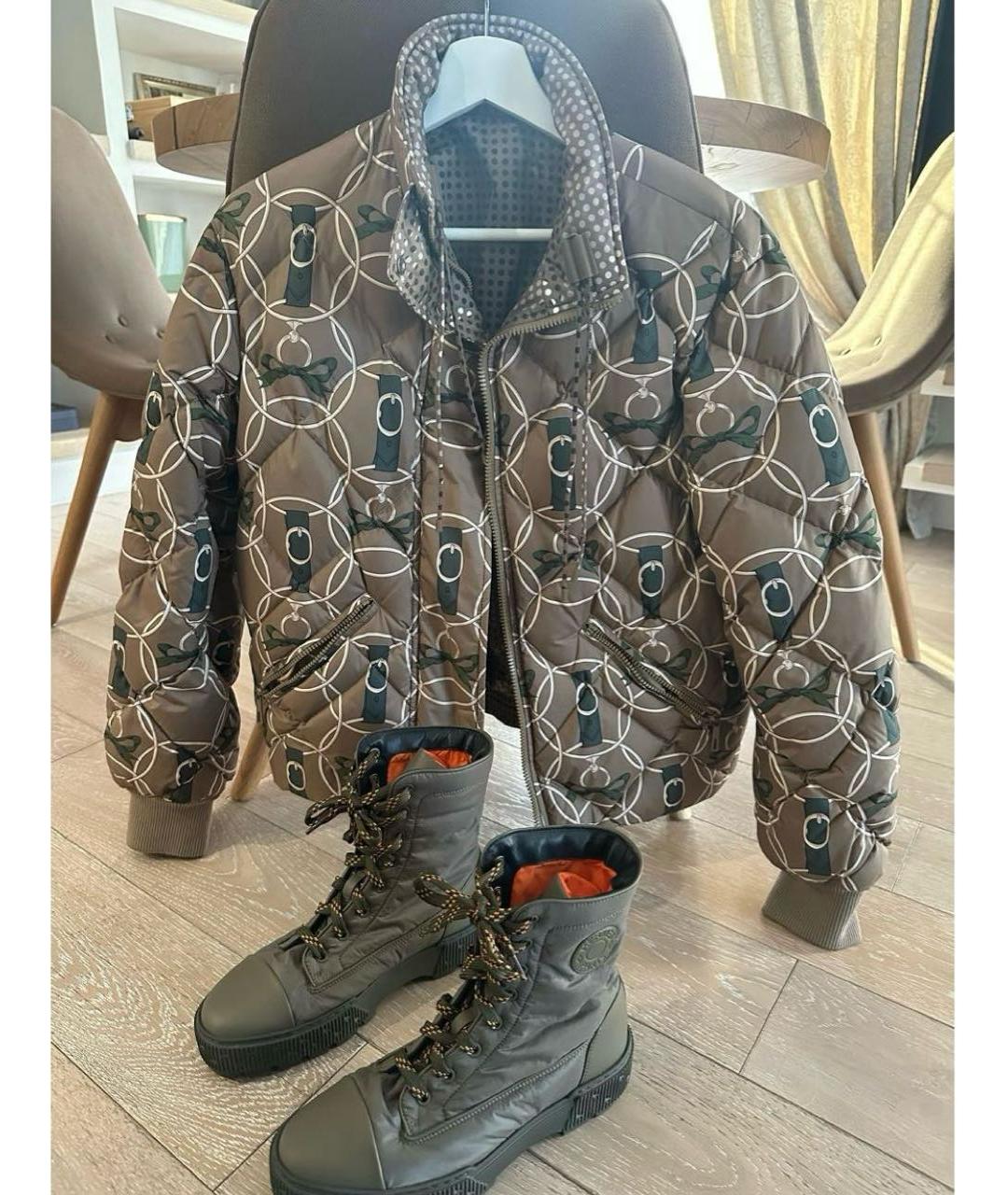 HERMES Коричневый пуховик, фото 6