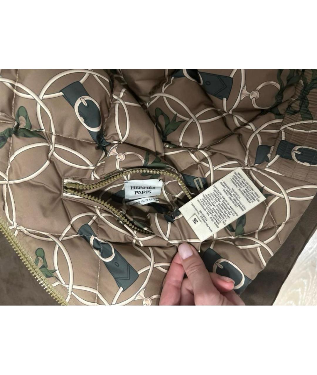 HERMES Коричневый пуховик, фото 5