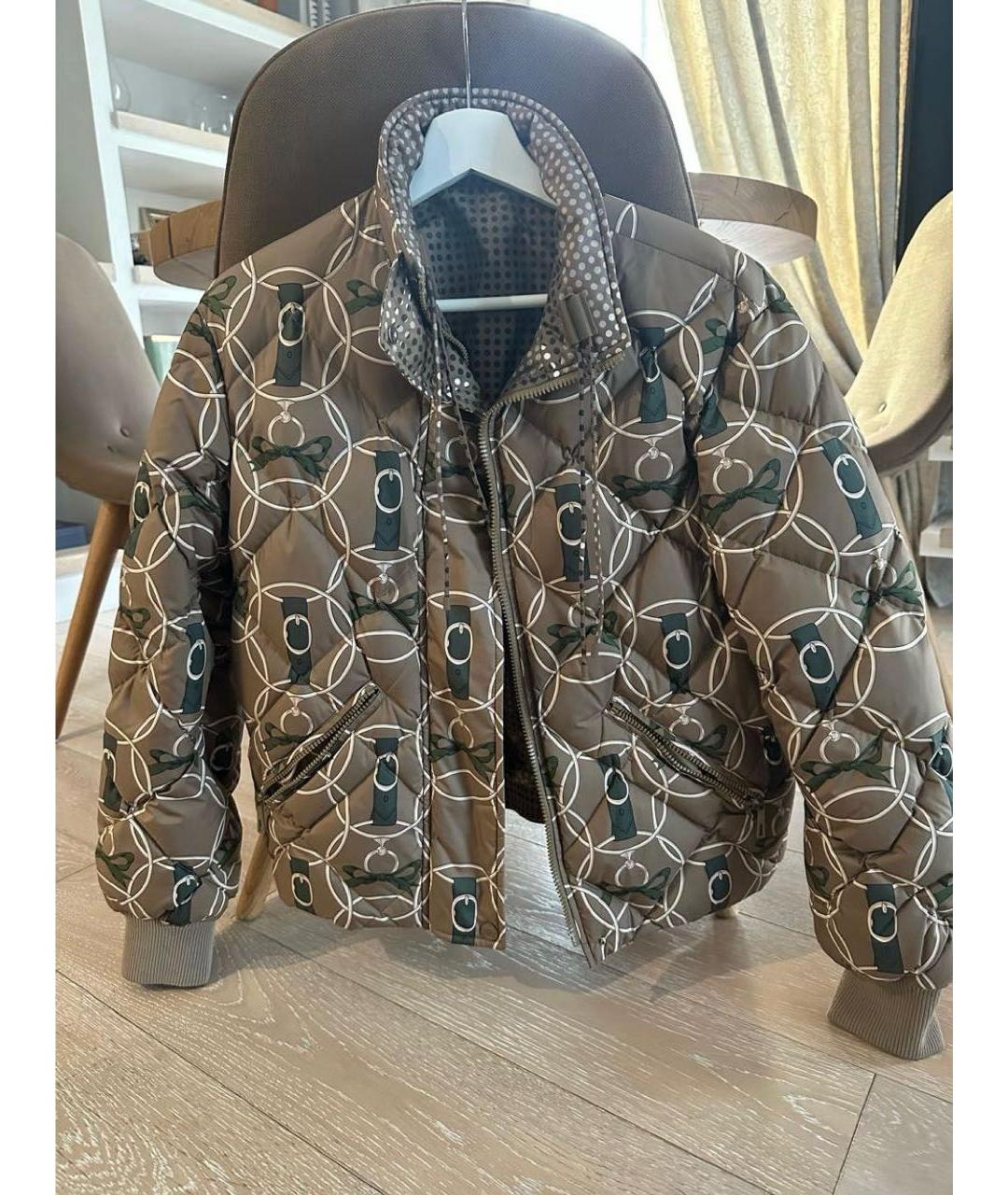 HERMES Коричневый пуховик, фото 8