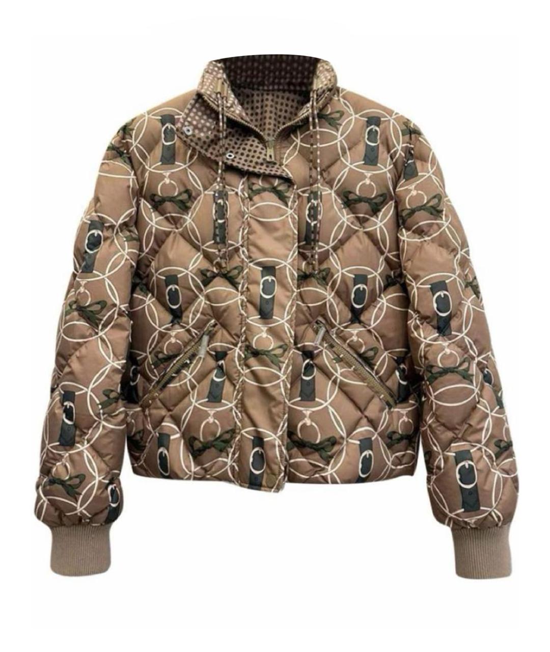 HERMES Коричневый пуховик, фото 1