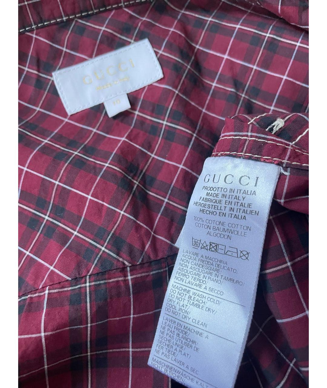 GUCCI Бордовая хлопковая детская рубашка, фото 6