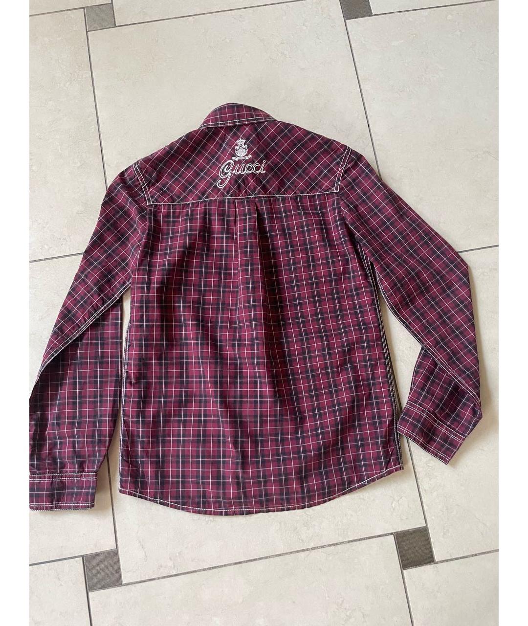 GUCCI Бордовая хлопковая детская рубашка, фото 2