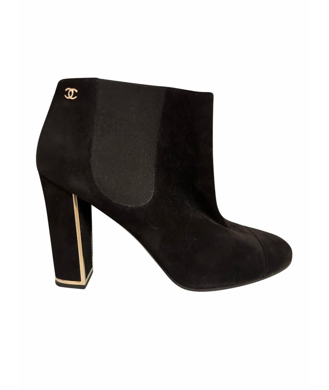 CHANEL Черные замшевые ботильоны, фото 1