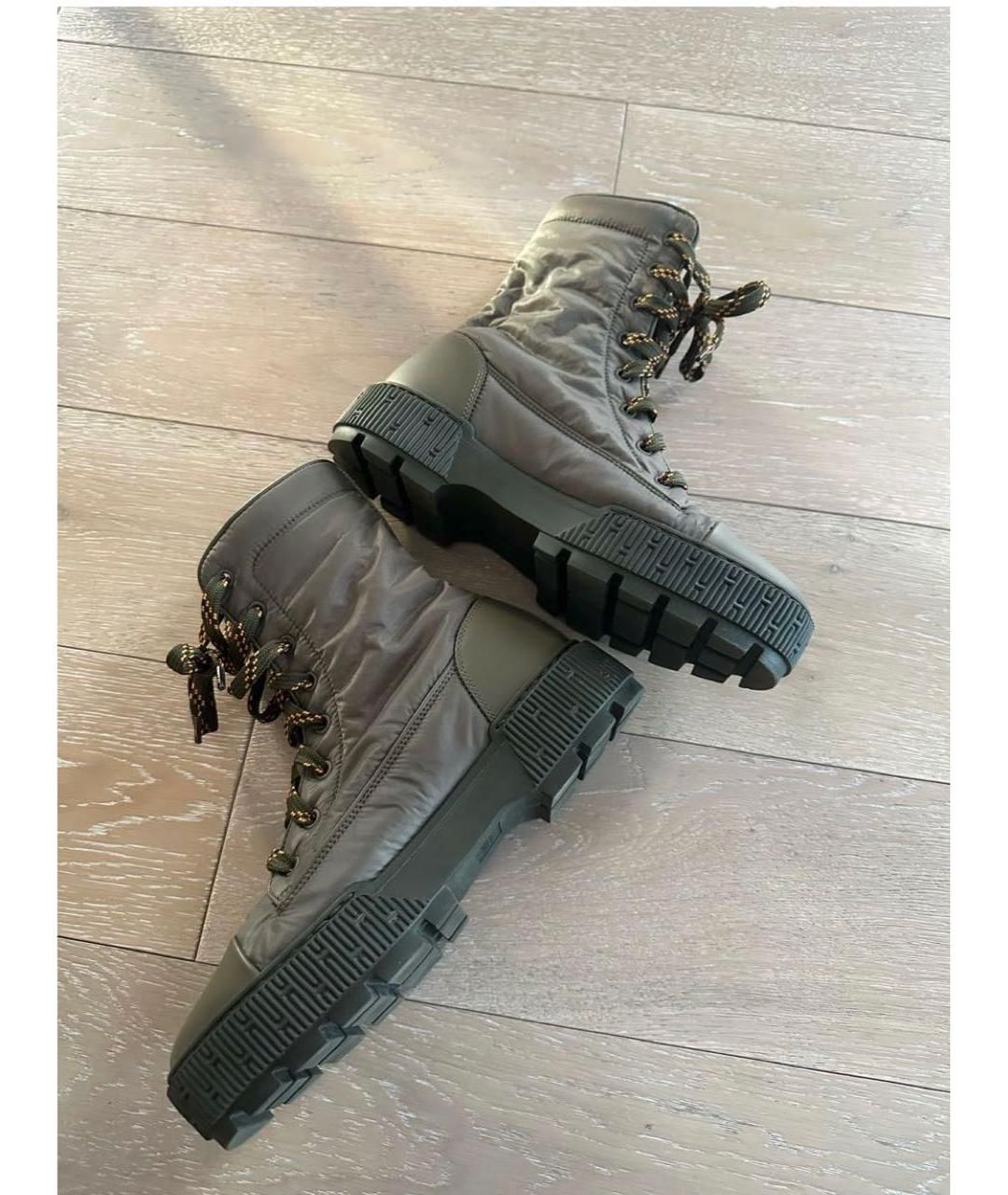 HERMES Хаки текстильные ботинки, фото 6